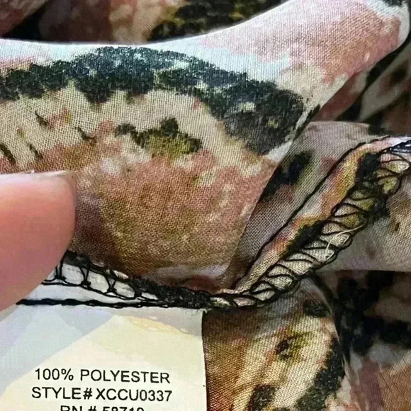 NY Collection Women’s Snakeskin Design Pink Brown Long Sleeve Sheer Button Up S - Picture 12 of 13